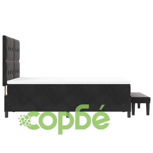 Подматрачна рамка с матрак и пейка от черно кадифе 160x200 см ➤ топ цена ➤ sorbe.bg