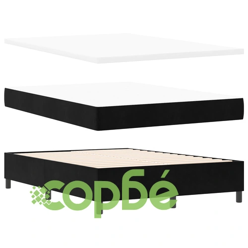 Подматрачна рамка с матрак и пейка от черно кадифе 160x200 см ➤ топ цена ➤ sorbe.bg
