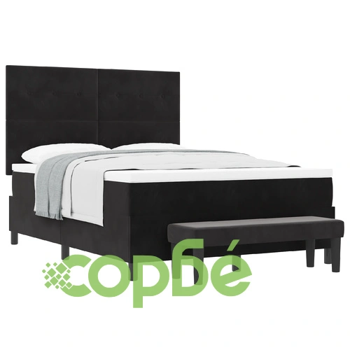 Подматрачна рамка с матрак и пейка от черно кадифе 160x200 см ➤ топ цена ➤ sorbe.bg