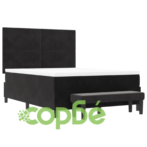 Подматрачна рамка с матрак и пейка от черно кадифе 160x200 см ➤ топ цена ➤ sorbe.bg