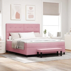 Легло с пружинирана основа и матрак розово 180x200 см кадифе с пейка