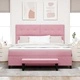 Легло с пружинирана основа и матрак розово 180x200 см кадифе с пейка