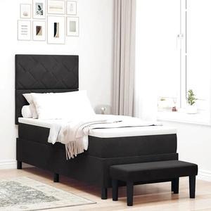 Легло с пружинирана основа и матрак черно 80x200 см кадифе
