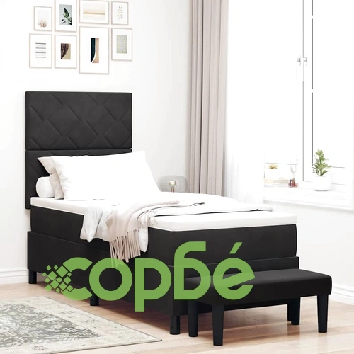 Легло с пружинирана основа и матрак черно 80x200 см кадифе ➤ топ цена ➤ sorbe.bg
