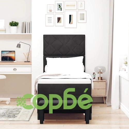 Легло с пружинирана основа и матрак черно 80x200 см кадифе ➤ топ цена ➤ sorbe.bg