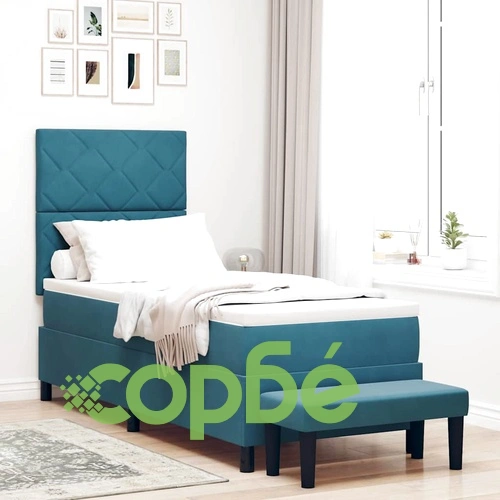 Легло с пружинирана основа и матрак тъмносиньо 80x200 см кадифе ➤ топ цена ➤ sorbe.bg