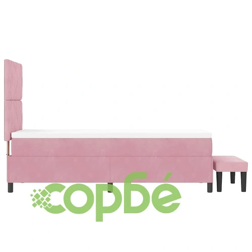 Легло с пружинна основа и матрак розово кадифе 80x200 см с пейка ➤ топ цена ➤ sorbe.bg