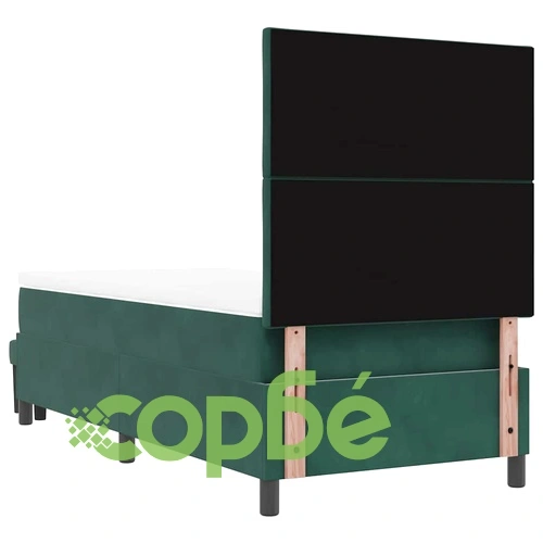 Легло с пружинирана основа, матрак и пейка тъмнозелено 90x190 см кадифе ➤ топ цена ➤ sorbe.bg