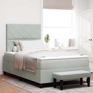 Легло с пружинирана основа и матрак светлосиво 120x190 см кадифе с пейка