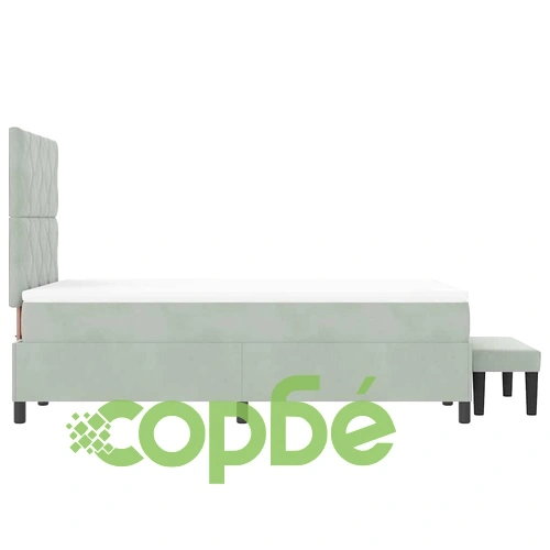 Легло с пружинирана основа и матрак светлосиво 120x190 см кадифе с пейка ➤ топ цена ➤ sorbe.bg