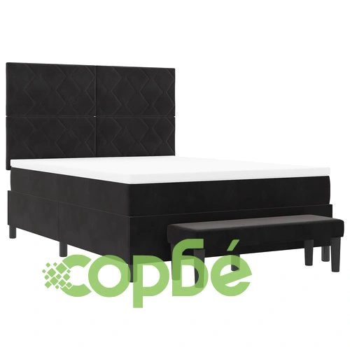 Легло с пружини, матрак и пейка, черно кадифе, 140x190 см ➤ топ цена ➤ sorbe.bg