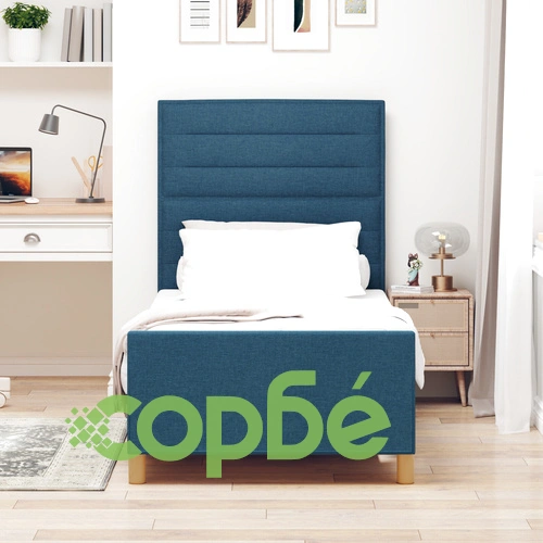 Легло Единично 90x190 см от Текстил в Синьо с Дървена Рамка ➤ топ цена ➤ sorbe.bg