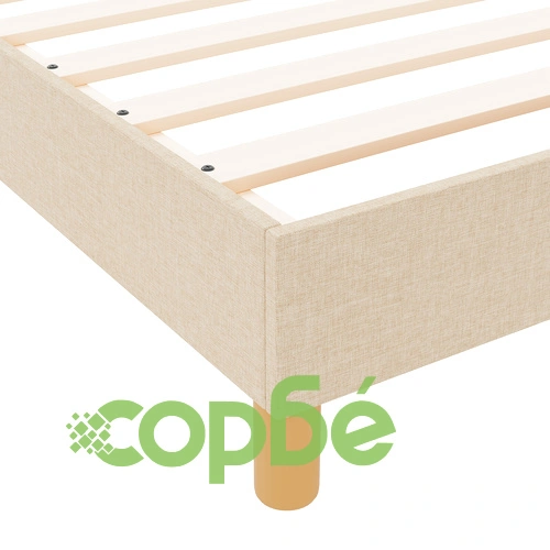 Кремаво дървено легло 140x190 см с текстилна тапицерия ➤ топ цена ➤ sorbe.bg