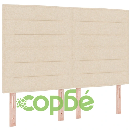 Кремаво дървено легло 140x190 см с текстилна тапицерия ➤ топ цена ➤ sorbe.bg
