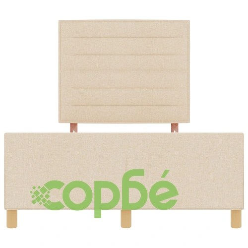 Кремаво дървено легло 140x190 см с текстилна тапицерия ➤ топ цена ➤ sorbe.bg