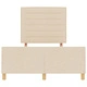 Кремаво дървено легло 140x190 см с текстилна тапицерия