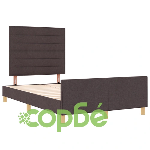 Легло от естествено дърво с текстилна тапицерия, тъмно кафяво, 140x200 см ➤ топ цена ➤ sorbe.bg