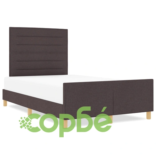 Легло от естествено дърво с текстилна тапицерия, тъмно кафяво, 140x200 см ➤ топ цена ➤ sorbe.bg