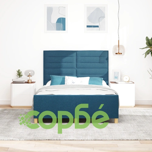 Текстилно Легло в Синьо 140x200 см с Дървена Рамка ➤ топ цена ➤ sorbe.bg