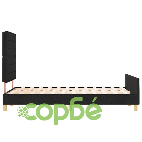 Черна текстилна рамка за легло 160x200 см с дървена основа ➤ топ цена ➤ sorbe.bg