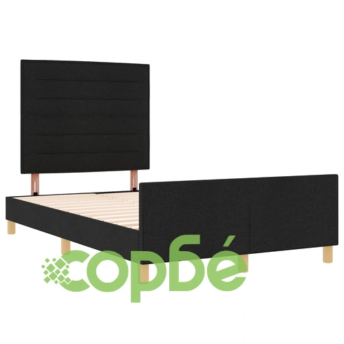 Черна текстилна рамка за легло 160x200 см с дървена основа ➤ топ цена ➤ sorbe.bg