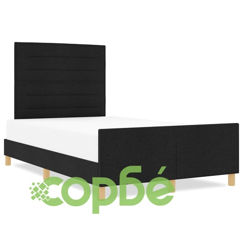 Черна текстилна рамка за легло 160x200 см с дървена основа ➤ топ цена ➤ sorbe.bg