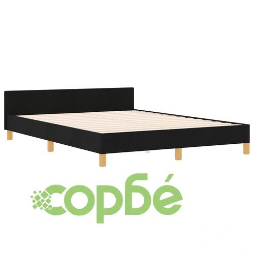 Черна текстилна рамка за легло 160x200 см с дървена основа ➤ топ цена ➤ sorbe.bg