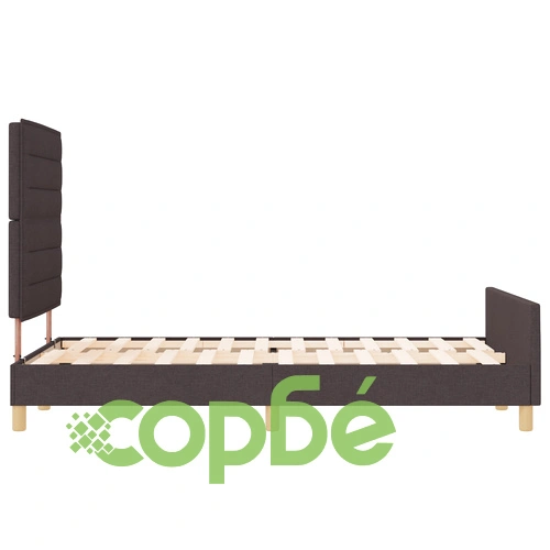 Легло с дървена рамка 160x200 см в тъмно кафяв цвят с текстилна тапицерия ➤ топ цена ➤ sorbe.bg