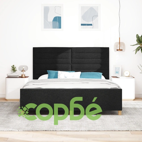 Черно легло с текстилна рамка 180x200 см от естествено дърво ➤ топ цена ➤ sorbe.bg