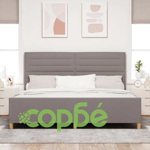 Елегантно легло от естествено дърво в цвят таупе 200x200 см ➤ топ цена ➤ sorbe.bg