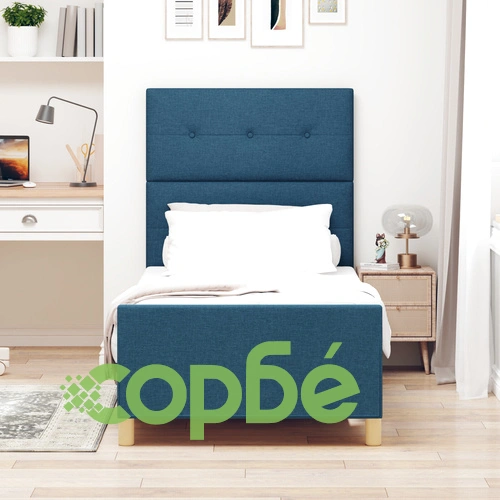 Единично легло с тапицерия от син плат, 80x200 см ➤ топ цена ➤ sorbe.bg