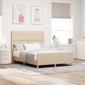 Легло с текстилна тапицерия в кремав цвят 140x200 см