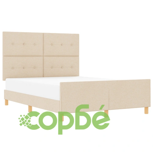 Легло с текстилна тапицерия в кремав цвят 140x200 см ➤ топ цена ➤ sorbe.bg