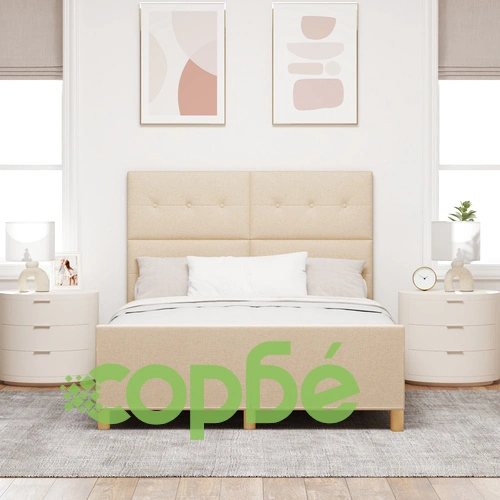 Легло с текстилна тапицерия в кремав цвят 140x200 см ➤ топ цена ➤ sorbe.bg