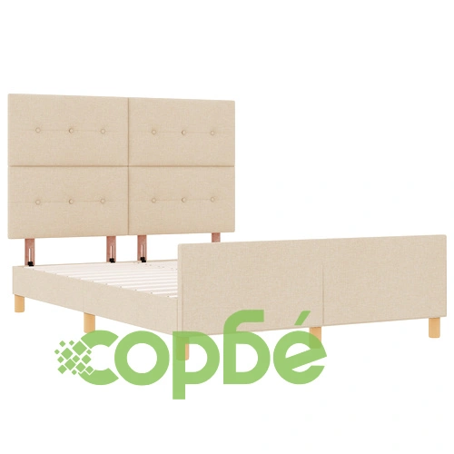 Легло с текстилна тапицерия в кремав цвят 140x200 см ➤ топ цена ➤ sorbe.bg