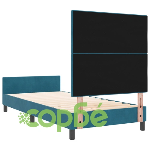Елегантно Тъмносиньо Легло от Кадифе 90x200 см с Матов Финиш ➤ топ цена ➤ sorbe.bg