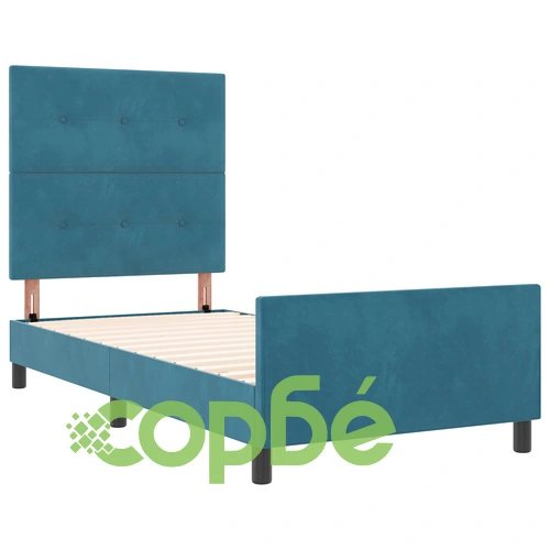 Елегантно Тъмносиньо Легло от Кадифе 90x200 см с Матов Финиш ➤ топ цена ➤ sorbe.bg