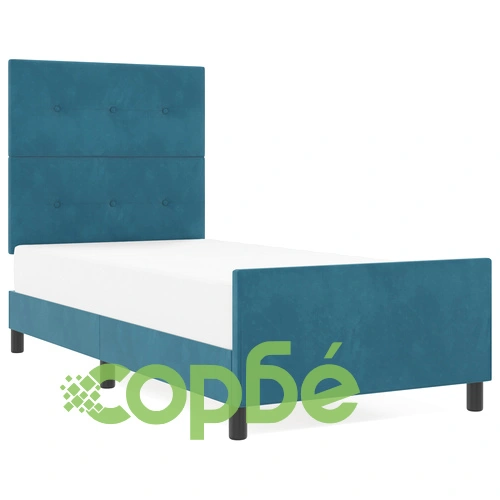 Елегантно Тъмносиньо Легло от Кадифе 90x200 см с Матов Финиш ➤ топ цена ➤ sorbe.bg