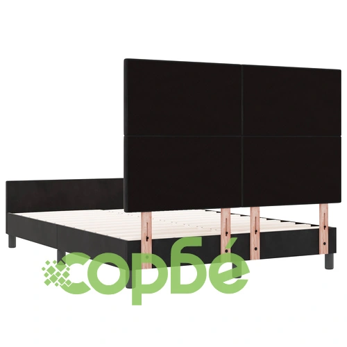 Луксозна черна кадифена рамка за легло 160x200 см с висока табла ➤ топ цена ➤ sorbe.bg