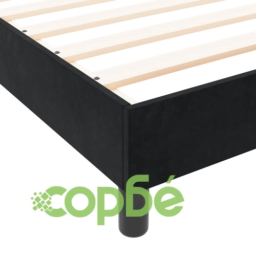 Луксозна черна кадифена рамка за легло 160x200 см с висока табла ➤ топ цена ➤ sorbe.bg