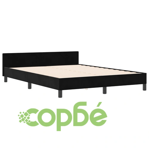 Луксозна черна кадифена рамка за легло 160x200 см с висока табла ➤ топ цена ➤ sorbe.bg