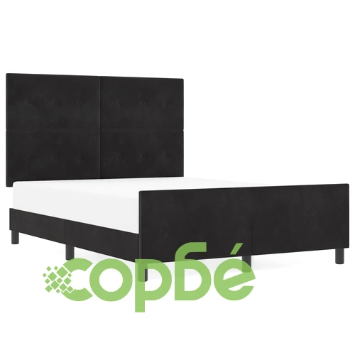 Луксозна черна кадифена рамка за легло 160x200 см с висока табла ➤ топ цена ➤ sorbe.bg