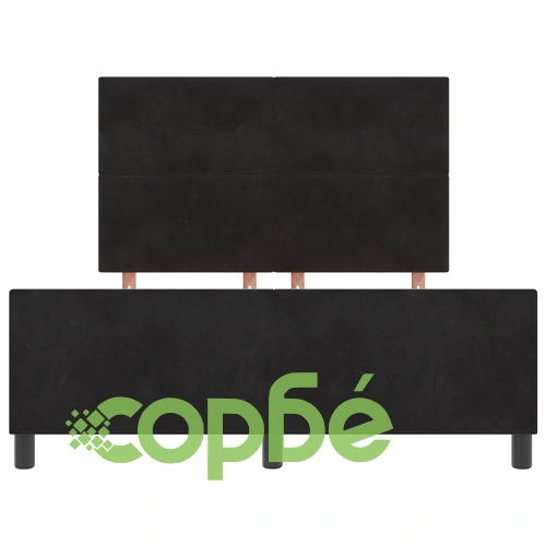 Луксозна черна кадифена рамка за легло 160x200 см с висока табла ➤ топ цена ➤ sorbe.bg