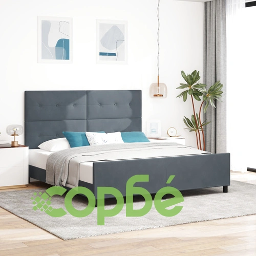 Луксозно Легло от Тъмно Сиво Кадифе 180x200 см с Тапицирана Рамка ➤ топ цена ➤ sorbe.bg