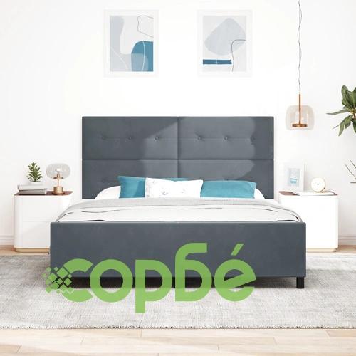 Луксозно Легло от Тъмно Сиво Кадифе 180x200 см с Тапицирана Рамка ➤ топ цена ➤ sorbe.bg