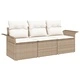 Градински диван комплект 3 части полиратан бежов 196x62x85 см с възглавници