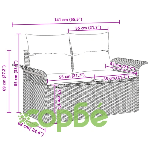 Комплект градински диван от 6 части с възглавници - бежов полиестерен ратан ➤ топ цена ➤ sorbe.bg