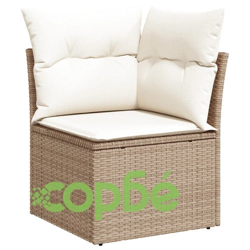 9-частен градински диван от полиратан с възглавници - бежов комплект за тераса ➤ топ цена ➤ sorbe.bg