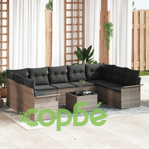 9-частен градински комплект от полиратан с възглавници - Черен ➤ топ цена ➤ sorbe.bg