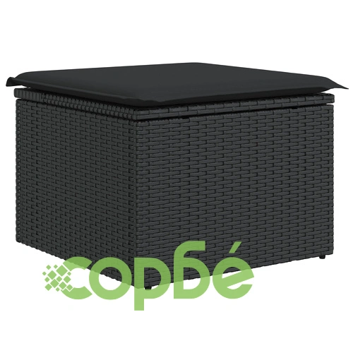 5-частен градински комплект диван с възглавници от черен полиратан ➤ топ цена ➤ sorbe.bg